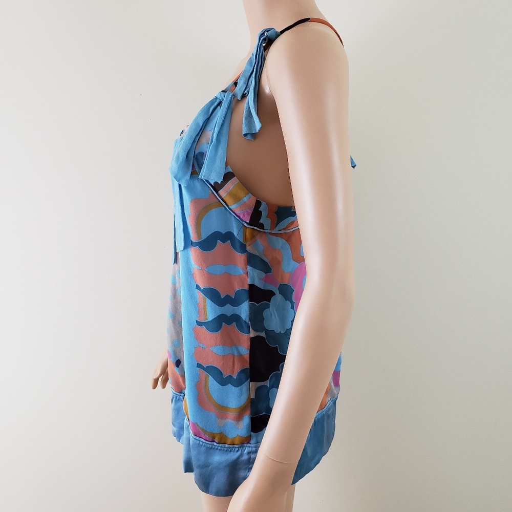 Diane Von Furstenberg Silk Racerback Tank Size 4 - Picture 2 of 6